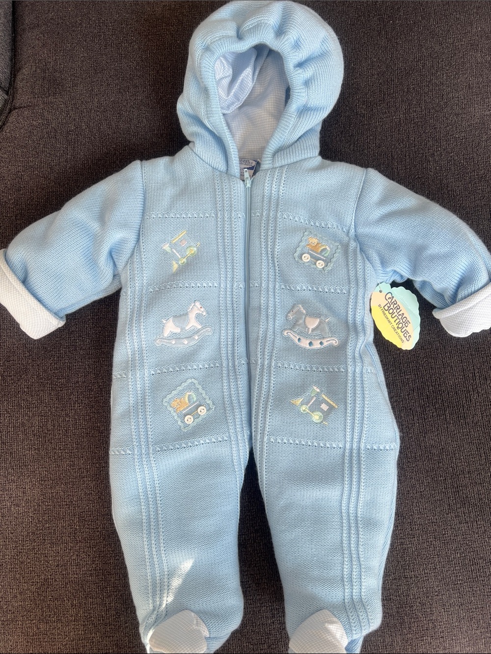 Baby Light Blue Hooded One-Piece Outdoor Bunting 3months size